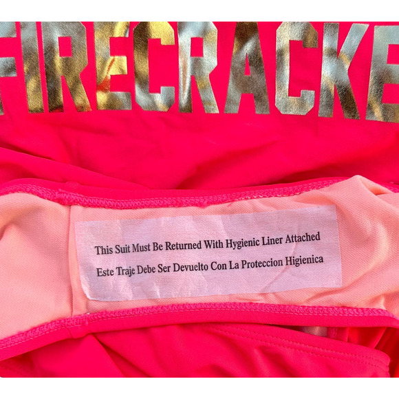 NWT: Xhilaration FIRECRACKER Neon One-Piece Swimsuit, Size M - Picture 6 of 7